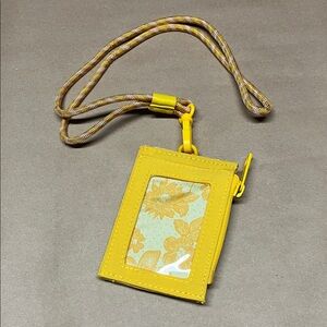 Vera Bradley Yellow Floral Lanyard ID Holder Wallet NWOT